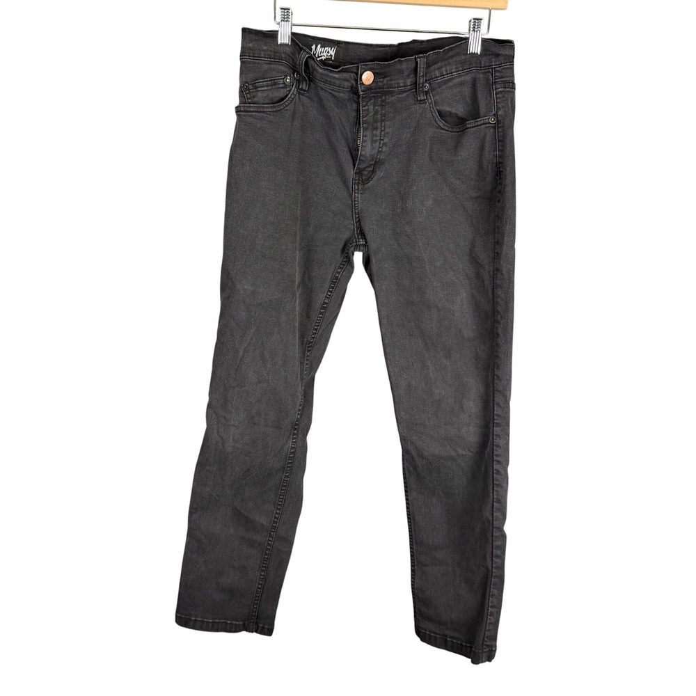 Mugsy Jeans Mens 32x28.5 Charcoal Black Slim Fit Stretch Denim Pants